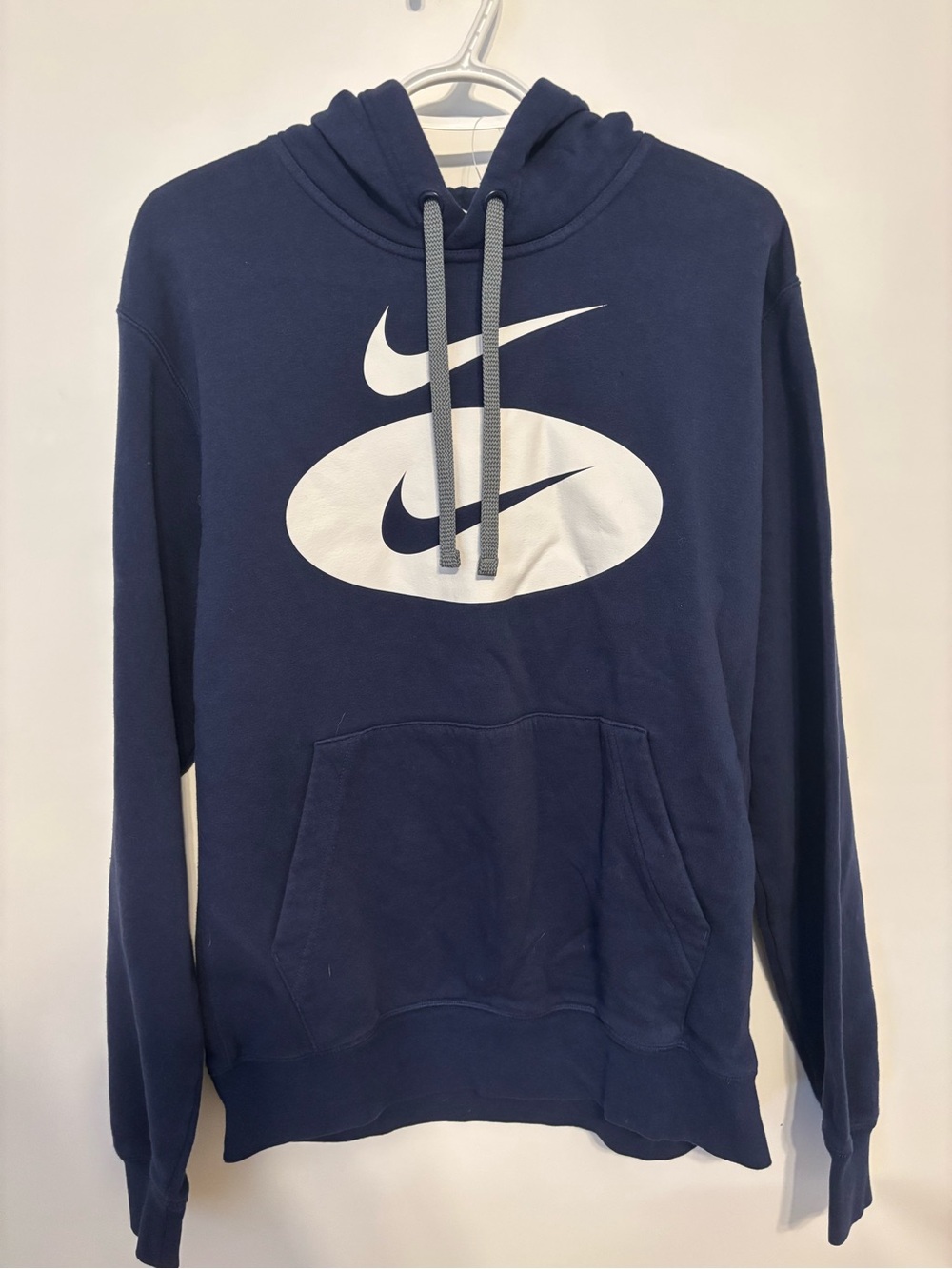 Nike Navy Hoodie with White Double Swoosh Logo